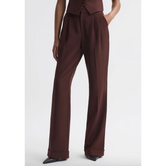 Paige Aracelli High Rise Trouser Pant Mahogany Brown Size 0 Suit Trousers NWOT - Picture 3 of 16